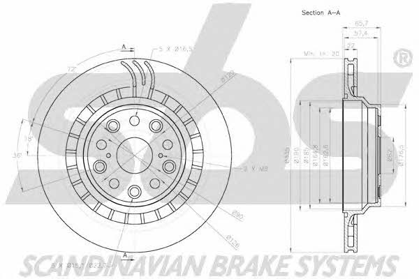 SBS 18152045148 Rear ventilated brake disc 18152045148