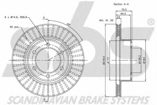 SBS 1815204577 Front brake disc ventilated 1815204577