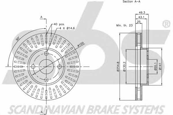 SBS 1815204579 Front brake disc ventilated 1815204579