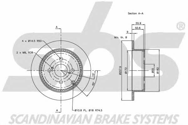 SBS 1815204584 Rear brake disc, non-ventilated 1815204584