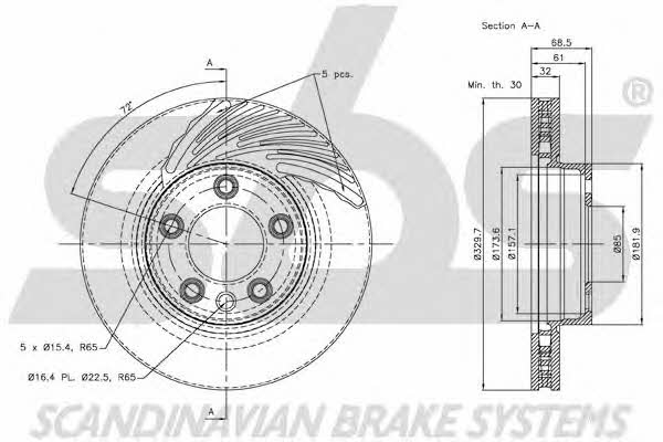 SBS 18152047102 Front brake disc ventilated 18152047102