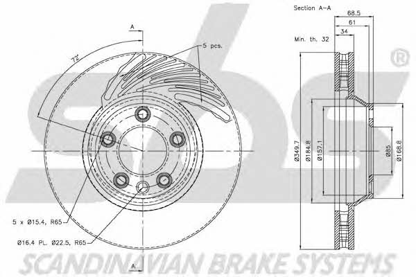 SBS 18152047103 Front brake disc ventilated 18152047103