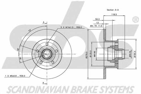 SBS 1815204720 Unventilated front brake disc 1815204720