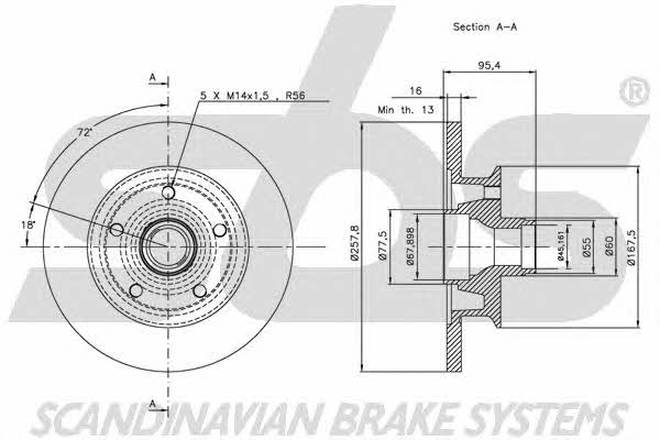 SBS 1815204727 Unventilated front brake disc 1815204727
