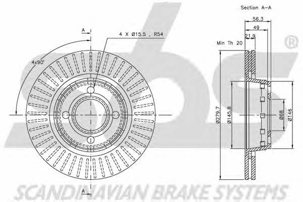 SBS 1815204740 Front brake disc ventilated 1815204740