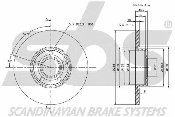 SBS 1815204742 Unventilated front brake disc 1815204742