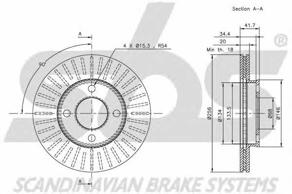 SBS 1815204750 Front brake disc ventilated 1815204750