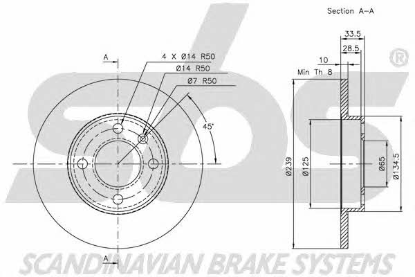 SBS 1815204754 Unventilated front brake disc 1815204754