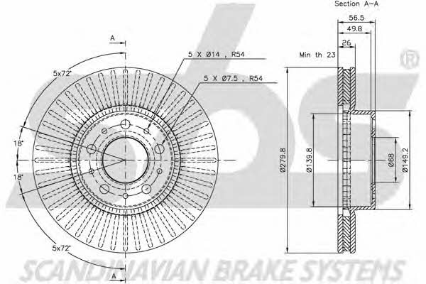 SBS 1815204831 Front brake disc ventilated 1815204831
