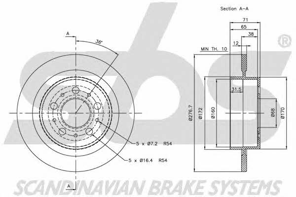 SBS 1815204845 Rear brake disc, non-ventilated 1815204845