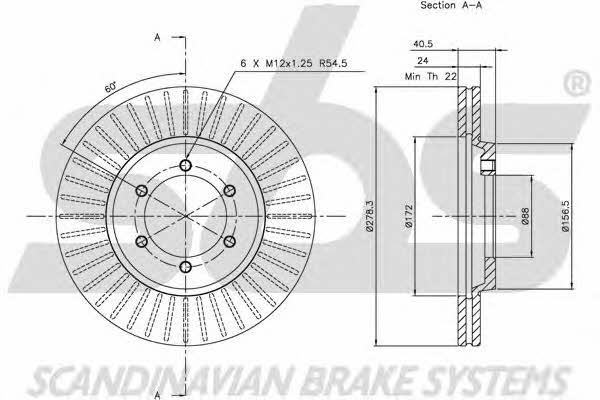 SBS 1815205002 Front brake disc ventilated 1815205002