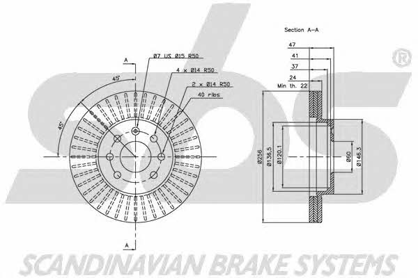 SBS 1815205004 Front brake disc ventilated 1815205004