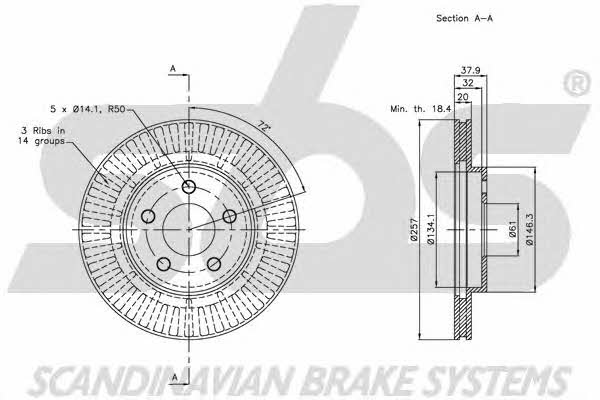 SBS 1815209309 Front brake disc ventilated 1815209309