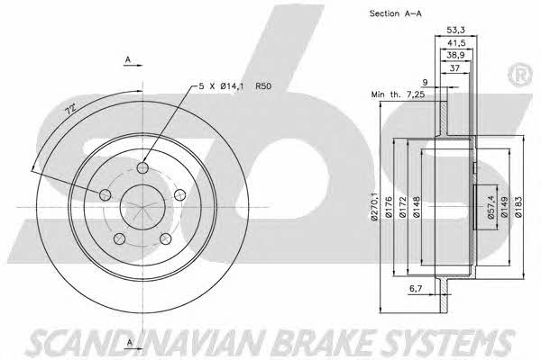 SBS 1815209316 Rear brake disc, non-ventilated 1815209316