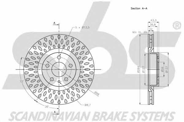 SBS 1815202367 Front brake disc ventilated 1815202367