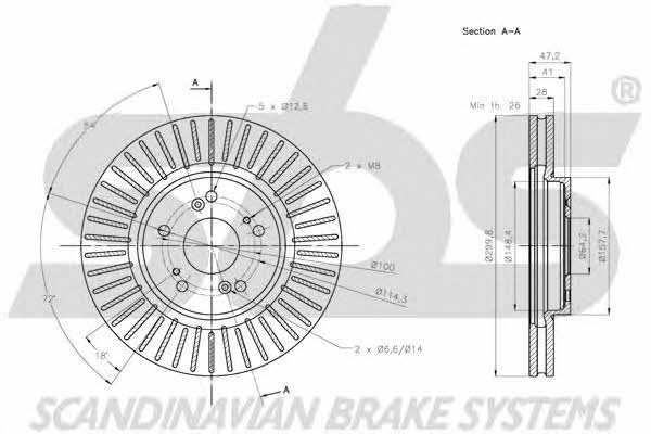 SBS 1815202660 Front brake disc ventilated 1815202660