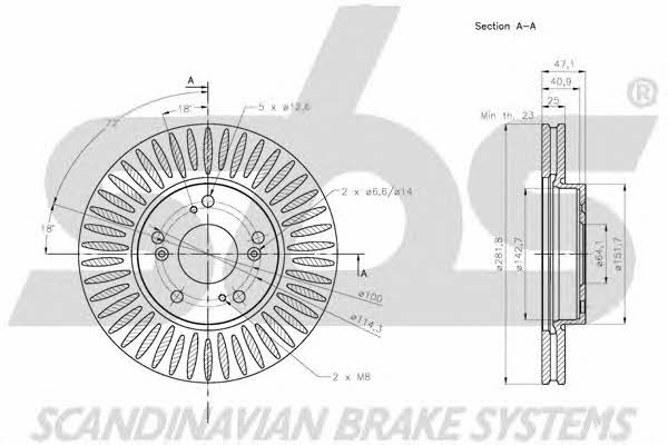 SBS 1815202666 Front brake disc ventilated 1815202666
