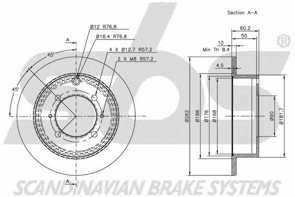 SBS 1815203024 Rear brake disc, non-ventilated 1815203024