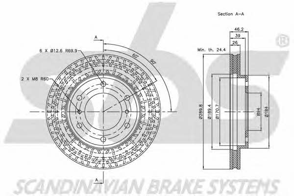 SBS 1815203033 Front brake disc ventilated 1815203033