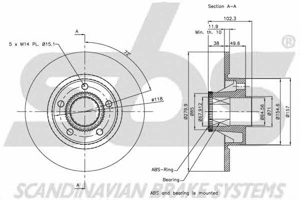 SBS 1815203658 Rear brake disc, non-ventilated 1815203658