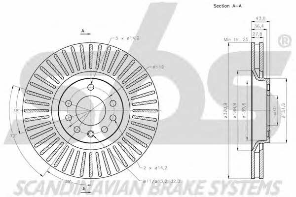 SBS 1815203673 Front brake disc ventilated 1815203673