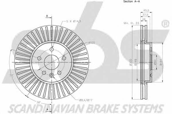 SBS 1815203677 Front brake disc ventilated 1815203677