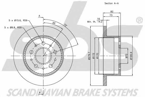 SBS 1815203731 Rear brake disc, non-ventilated 1815203731