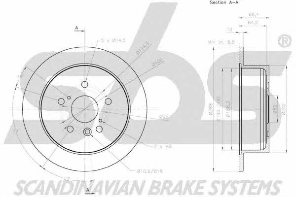 SBS 18152045160 Rear brake disc, non-ventilated 18152045160
