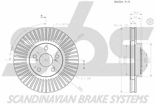 SBS 18152045164 Front brake disc ventilated 18152045164