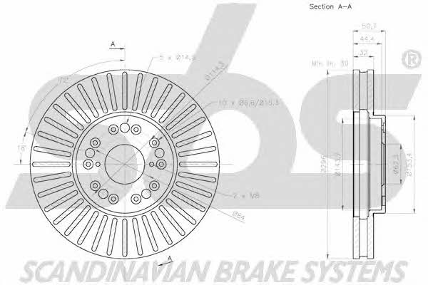 SBS 18152045165 Front brake disc ventilated 18152045165