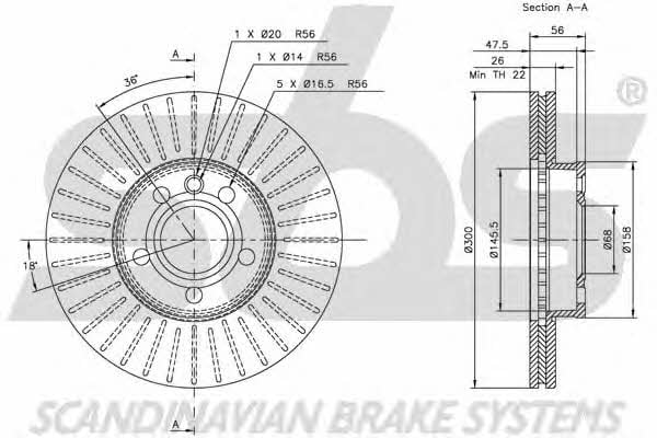 SBS 1815204772 Front brake disc ventilated 1815204772