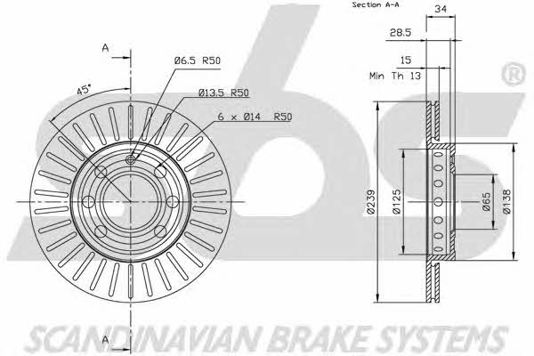 SBS 1815204776 Front brake disc ventilated 1815204776