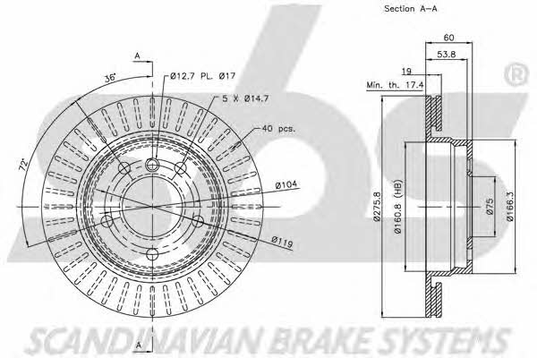 SBS 1815201535 Rear ventilated brake disc 1815201535