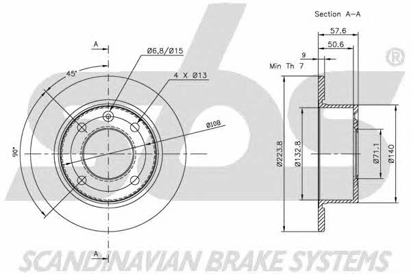 SBS 1815201920 Rear brake disc, non-ventilated 1815201920