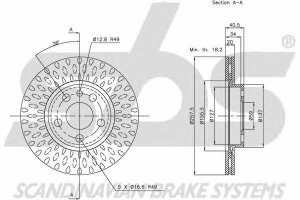 SBS 1815201923 Front brake disc ventilated 1815201923