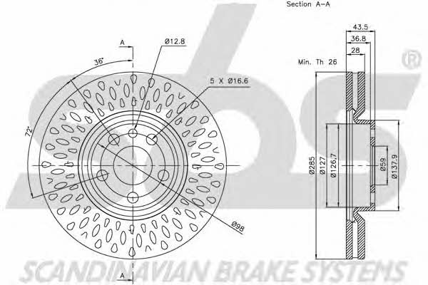 SBS 1815201933 Front brake disc ventilated 1815201933