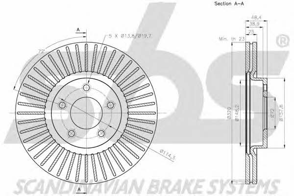 SBS 1815203272 Front brake disc ventilated 1815203272