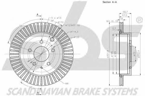 SBS 1815203276 Rear ventilated brake disc 1815203276