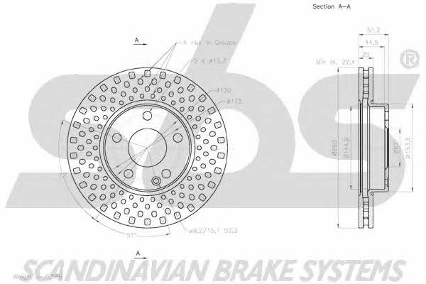 SBS 18152033111 Front brake disc ventilated 18152033111