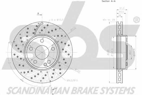 SBS 18152033116 Front brake disc ventilated 18152033116