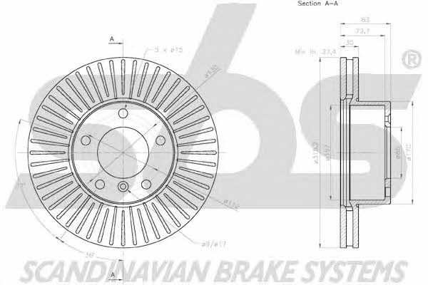 SBS 18152033121 Front brake disc ventilated 18152033121
