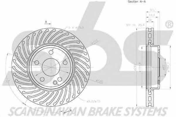 SBS 18152033125 Front brake disc ventilated 18152033125