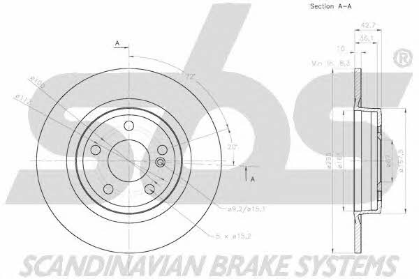 SBS 18152033126 Rear brake disc, non-ventilated 18152033126