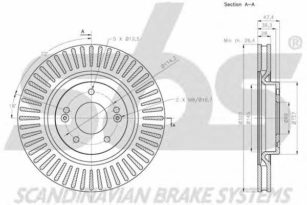 SBS 1815203443 Front brake disc ventilated 1815203443