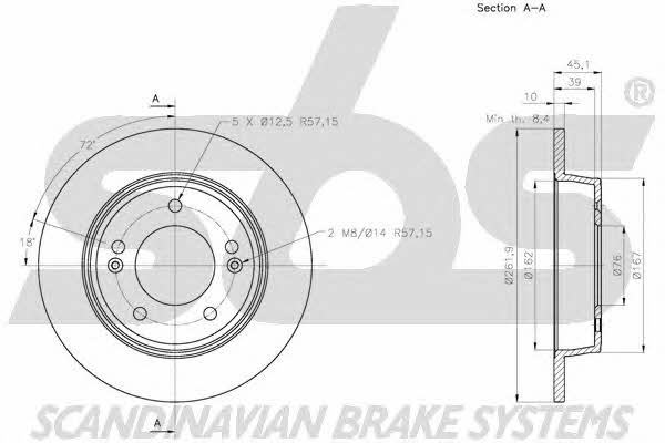SBS 1815203446 Rear brake disc, non-ventilated 1815203446