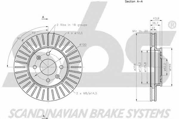 SBS 1815203537 Front brake disc ventilated 1815203537