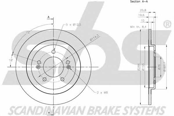 SBS 1815203541 Rear brake disc, non-ventilated 1815203541