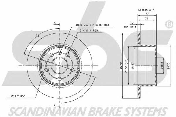 SBS 1815203626 Rear brake disc, non-ventilated 1815203626