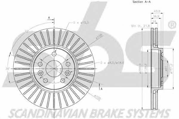 SBS 18152039101 Front brake disc ventilated 18152039101