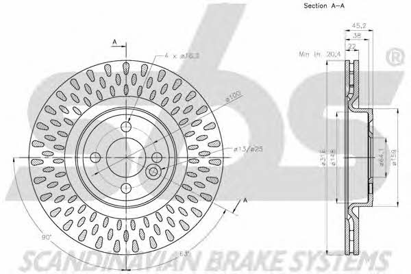 SBS 1815204046 Front brake disc ventilated 1815204046